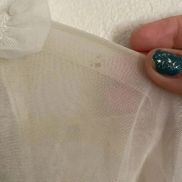 Fashion Nova Maura Mesh Off Shoulder White / Nude Dress L - Picture 11 of 11